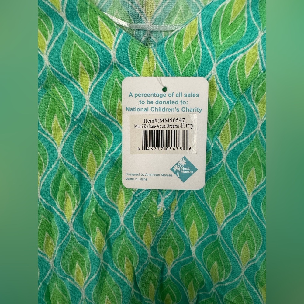 NWT Maui Mamas Aqua Dreams Kimono/Cover Up Flirty Maui Kaftan O/S - Picture 2 of 3